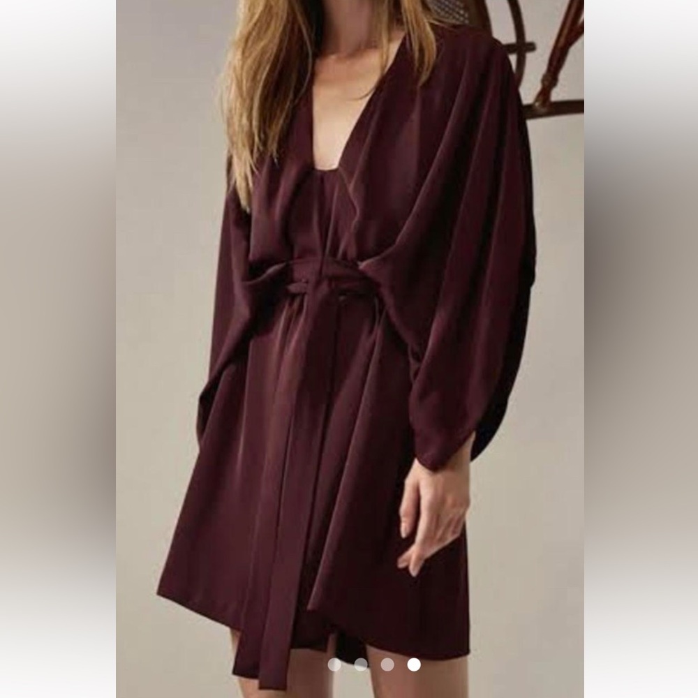 Acler - Elston Burgundy Kimono Sleeve Mini Dress - Size: 2